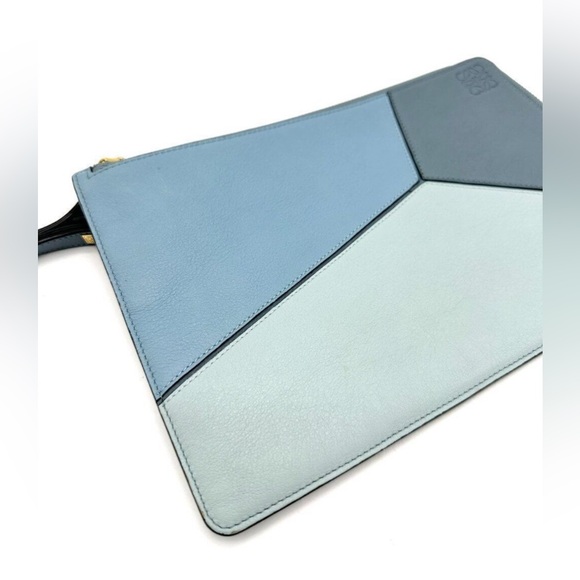 Loewe Multi Blues Puzzle Zip clutch w/ wristlet - Picture 4 of 8